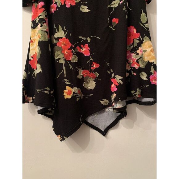 Vintage Star Vixen Cold Shoulder Floral Print Top Pointed Hem Petite Large USA - Picture 5 of 9